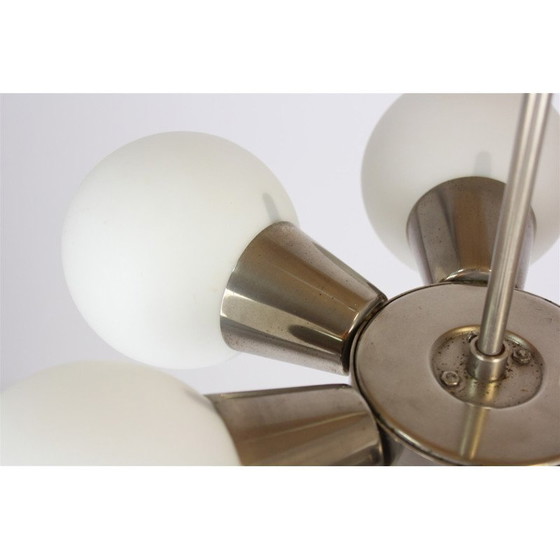 Image 1 of Vintage metal and glass chandelier Sputnik by Kamenický Šenov, Czechoslovakia 1970s