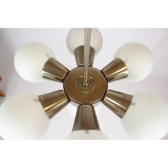 Image 1 of Vintage metal and glass chandelier Sputnik by Kamenický Šenov, Czechoslovakia 1970s