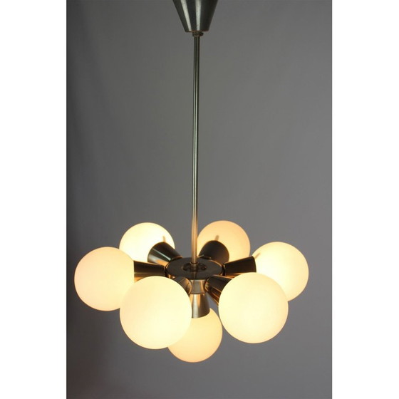 Image 1 of Vintage metal and glass chandelier Sputnik by Kamenický Šenov, Czechoslovakia 1970s