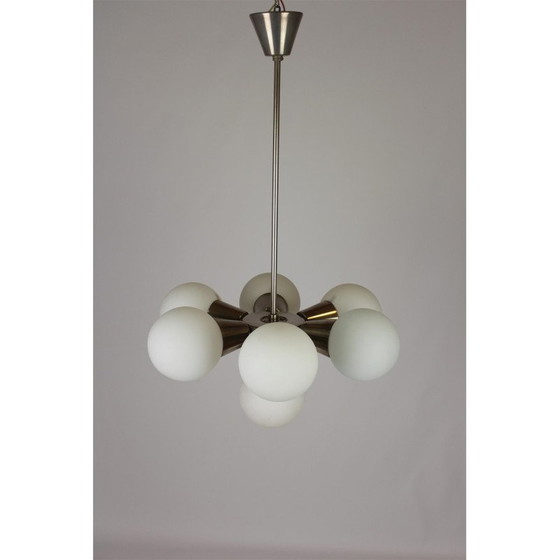 Image 1 of Vintage metal and glass chandelier Sputnik by Kamenický Šenov, Czechoslovakia 1970s