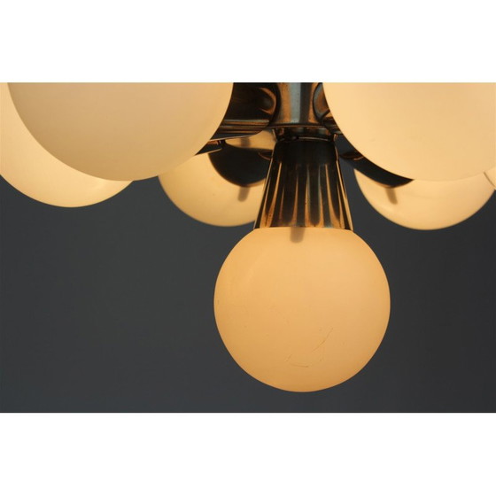Image 1 of Vintage metal and glass chandelier Sputnik by Kamenický Šenov, Czechoslovakia 1970s