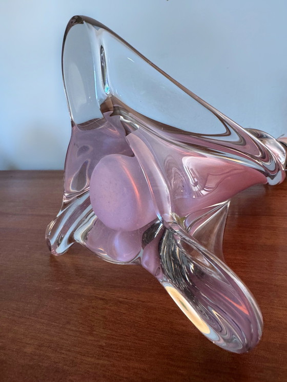 Image 1 of Lampada in cristallo trasparente e rosa anni '60