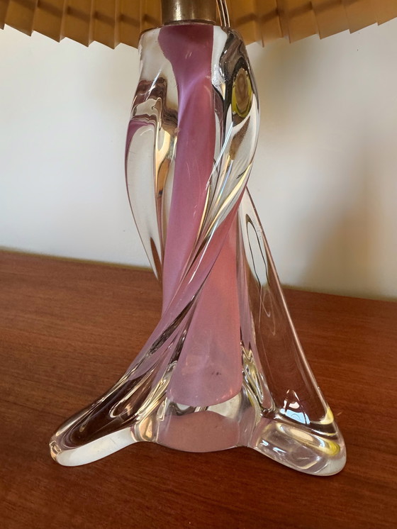 Image 1 of Lampada in cristallo trasparente e rosa anni '60