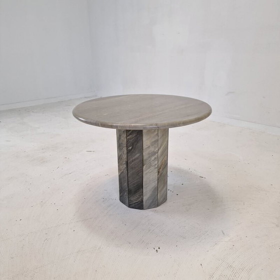 Image 1 of Vintage round Italian marble coffee table, 1980s