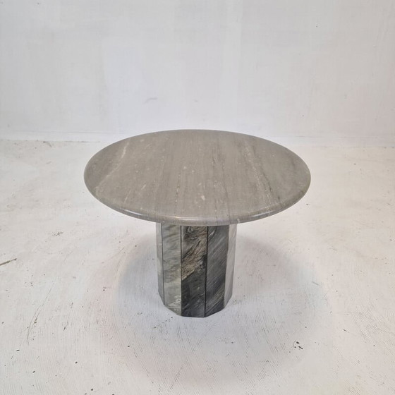 Image 1 of Vintage round Italian marble coffee table, 1980s
