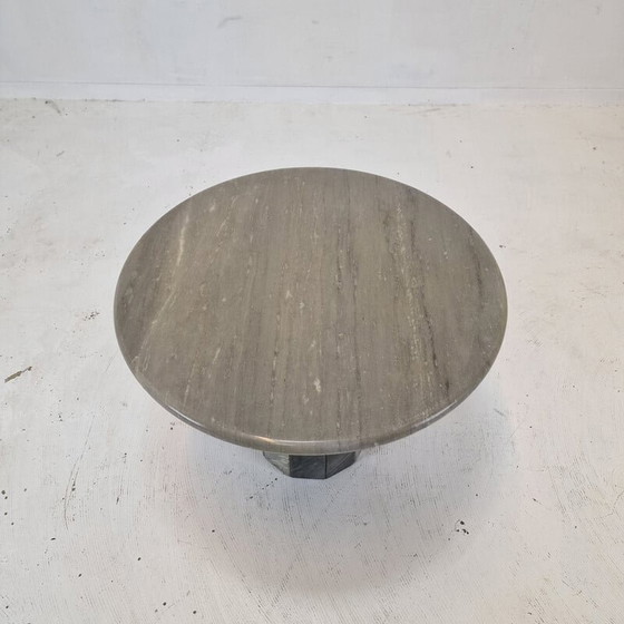 Image 1 of Vintage round Italian marble coffee table, 1980s