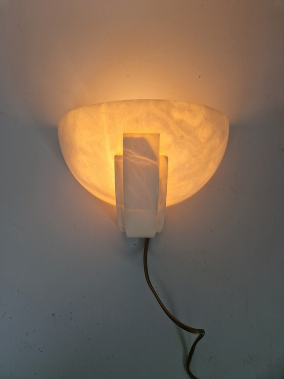 Image 1 of Art Deco Revival Alabaster Wall Sconce