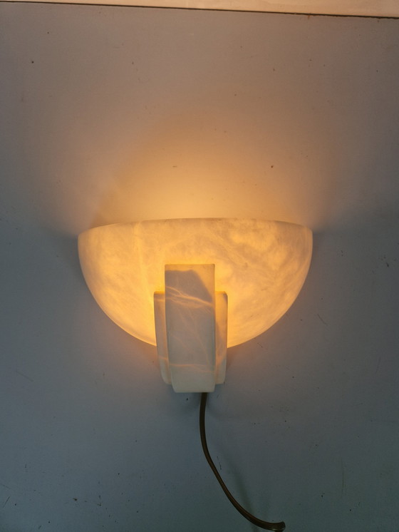 Image 1 of Art Deco Revival Alabaster Wall Sconce