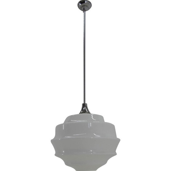 Image 1 of Vintage Art Deco glass pendant lamp, Czechoslovakia 1940