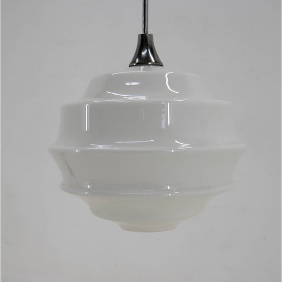 Image 1 of Vintage Art Deco glass pendant lamp, Czechoslovakia 1940
