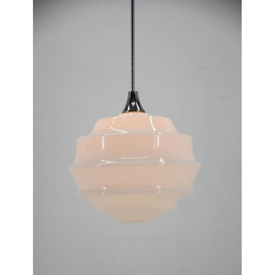 Image 1 of Vintage Art Deco glass pendant lamp, Czechoslovakia 1940