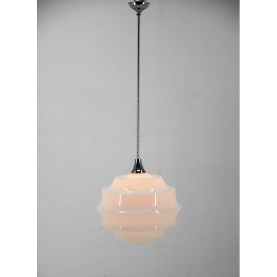Image 1 of Vintage Art Deco glass pendant lamp, Czechoslovakia 1940