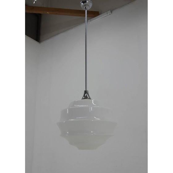 Image 1 of Vintage Art Deco glass pendant lamp, Czechoslovakia 1940