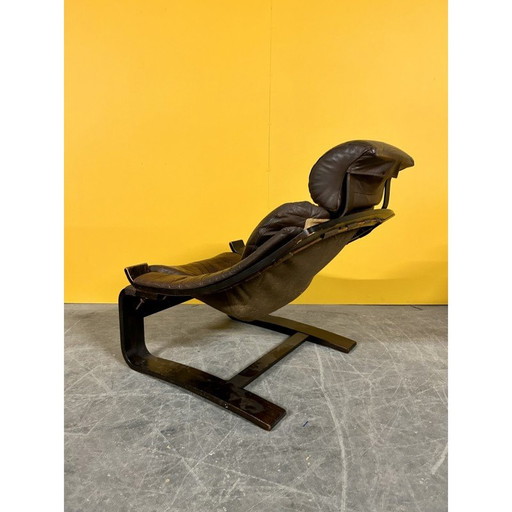 Scandinavian vintage leather armchair by Ake Fribyter for Nelo Mobler, Sweden 1970s