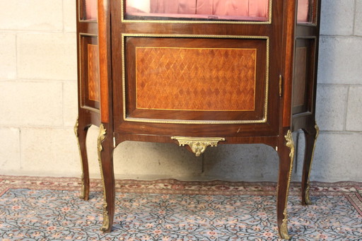 Marquetry Inlaid Vitrine Display Cabinet