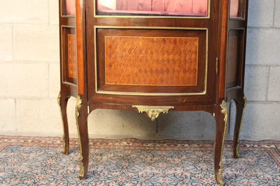 Image 1 of Marquetry Inlaid Vitrine Display Cabinet