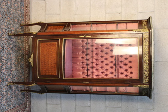 Image 1 of Marquetry Inlaid Vitrine Display Cabinet