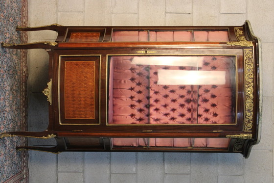 Image 1 of Marquetry Inlaid Vitrine Display Cabinet