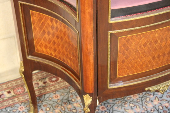 Image 1 of Marquetry Inlaid Vitrine Display Cabinet