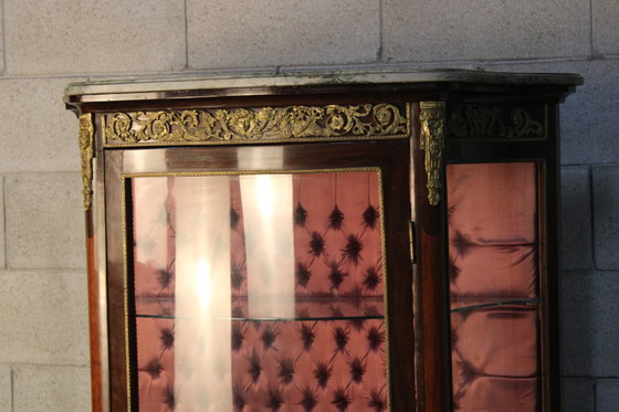 Image 1 of Marquetry Inlaid Vitrine Display Cabinet