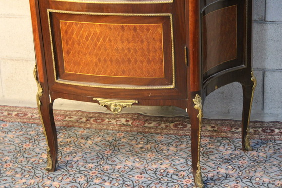 Image 1 of Marquetry Inlaid Vitrine Display Cabinet