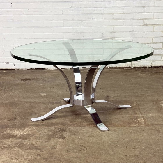 Image 1 of Glass Mid - Century Coffee Table With Chrome Frame