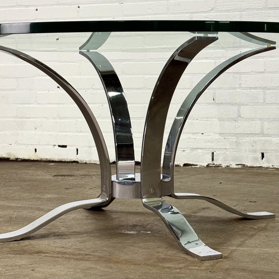 Image 1 of Glass Mid - Century Coffee Table With Chrome Frame