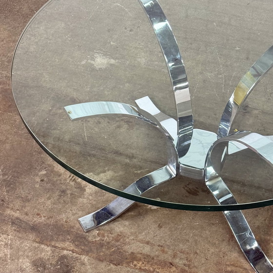 Image 1 of Glass Mid - Century Coffee Table With Chrome Frame