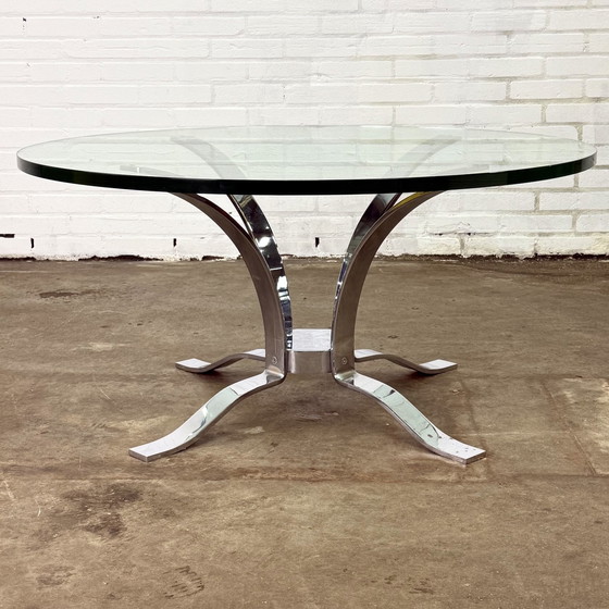 Image 1 of Glass Mid - Century Coffee Table With Chrome Frame