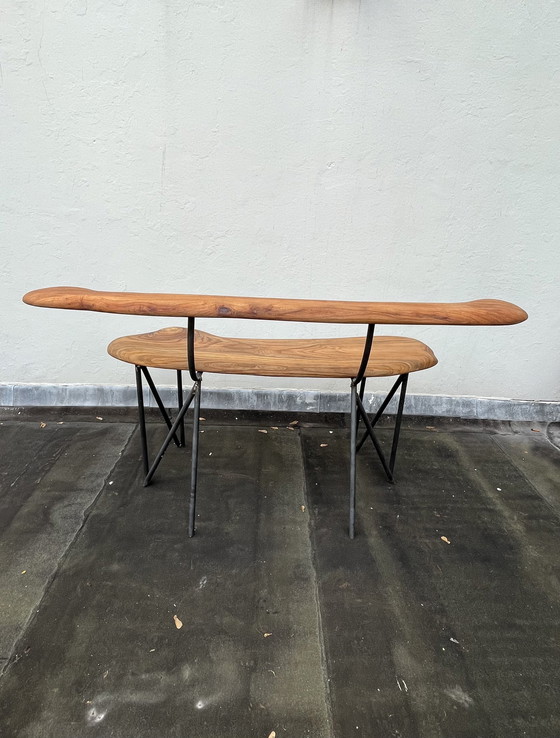 Image 1 of Kyrii Elm Wooden Bench Handmade, sustainable Amsterdam wood