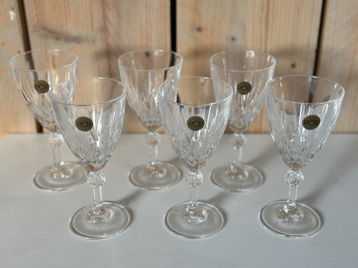 6 x Royal Crystal Rock Italia RCR wing glasses