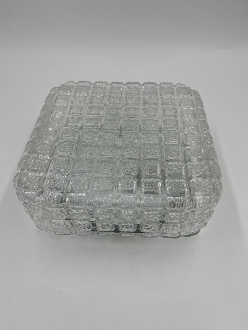 Square Molded Glass Ceiling Light With Relief