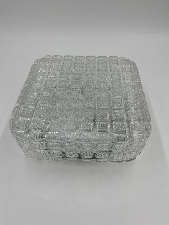 Image 1 of Square Molded Glass Ceiling Light With Relief