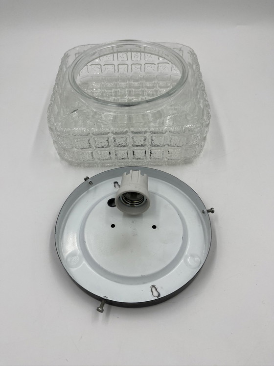 Image 1 of Square Molded Glass Ceiling Light With Relief