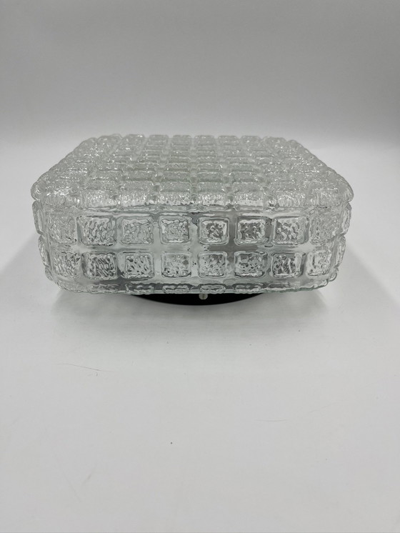 Image 1 of Square Molded Glass Ceiling Light With Relief
