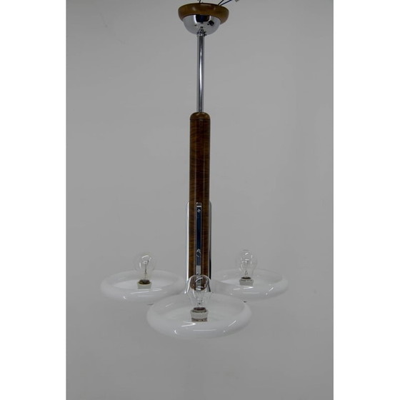 Image 1 of Vintage art deco white opal glass chandelier by Jindrich Halabala for Up Zavody, 1930