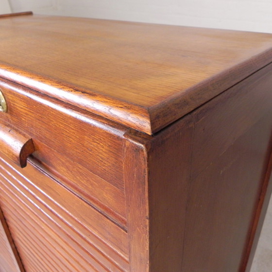 Image 1 of Oak Shutter Cabinet With 2 Shutters, 121 Cm High