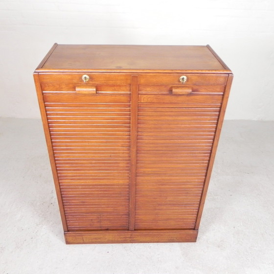 Image 1 of Oak Shutter Cabinet With 2 Shutters, 121 Cm High