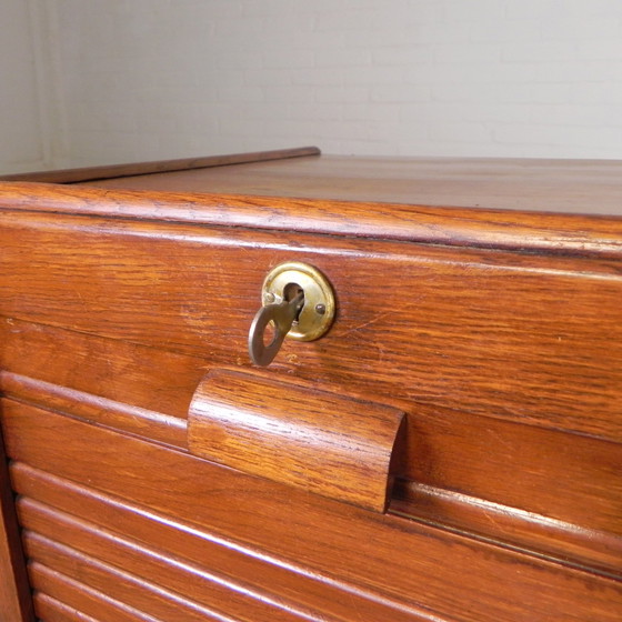 Image 1 of Oak Shutter Cabinet With 2 Shutters, 121 Cm High