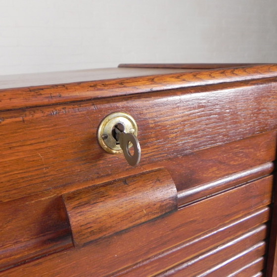 Image 1 of Oak Shutter Cabinet With 2 Shutters, 121 Cm High