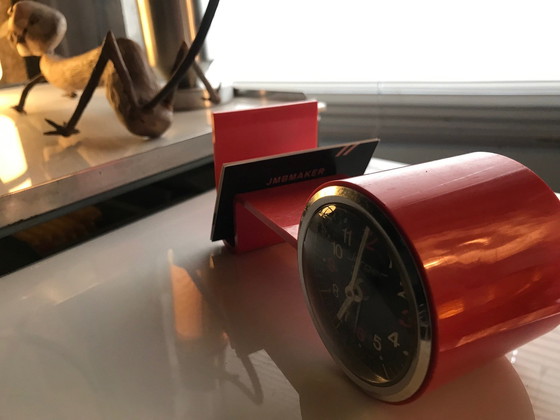 Image 1 of Vintage Alarm Clock - Card Holder - Jerger - Germany - Space Age - 1970