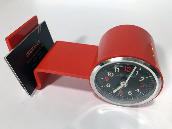 Image 1 of Vintage Alarm Clock - Card Holder - Jerger - Germany - Space Age - 1970