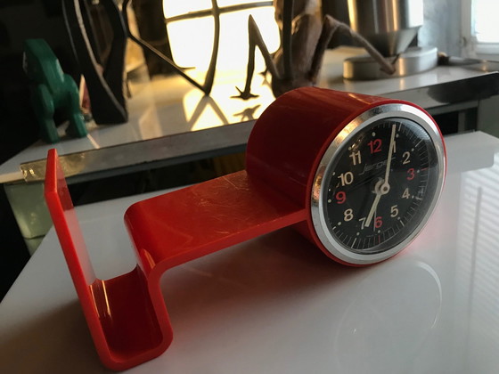 Image 1 of Vintage Alarm Clock - Card Holder - Jerger - Germany - Space Age - 1970
