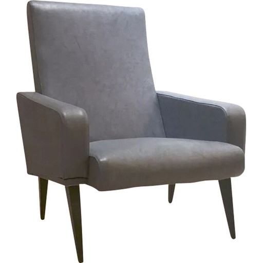 Vintage armchair in blue letherette