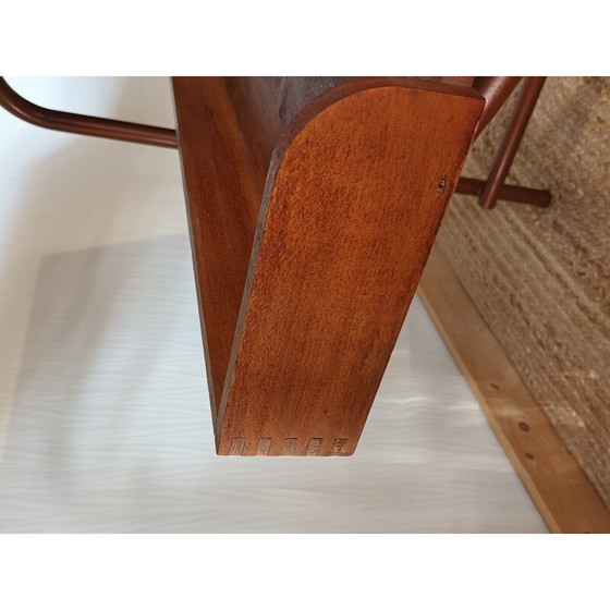Image 1 of Vintage industrial drawing table in brown tubular metal