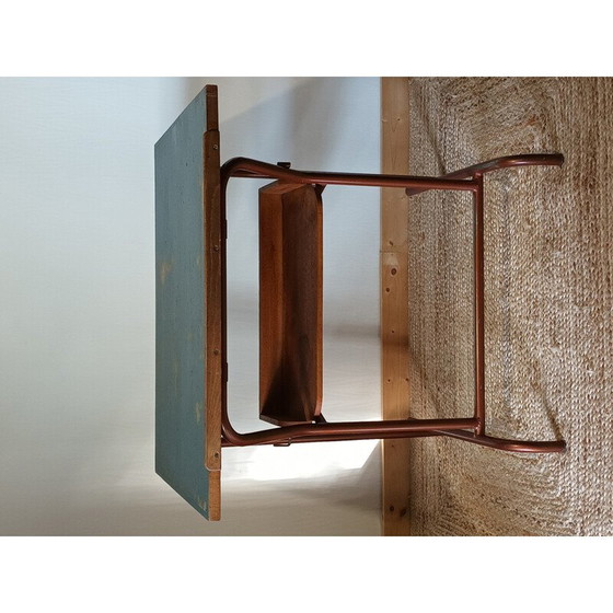 Image 1 of Vintage industrial drawing table in brown tubular metal