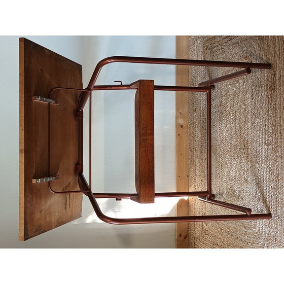 Image 1 of Vintage industrial drawing table in brown tubular metal