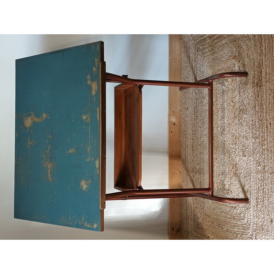 Image 1 of Vintage industrial drawing table in brown tubular metal