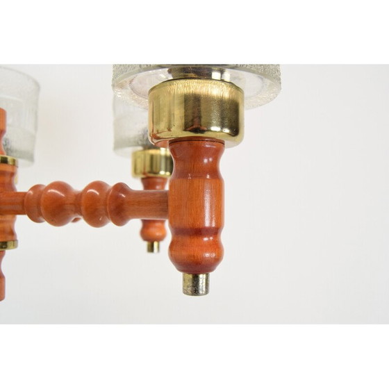 Image 1 of Lámpara de araña de madera y cristal de mediados de siglo de Instala Jilove u Decina, Checoslovaquia, década de 1960