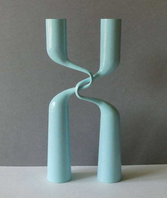 Image 1 of Double bougeoir bleu clair Double Candle Holder Tango Design Mikaela Dörfel